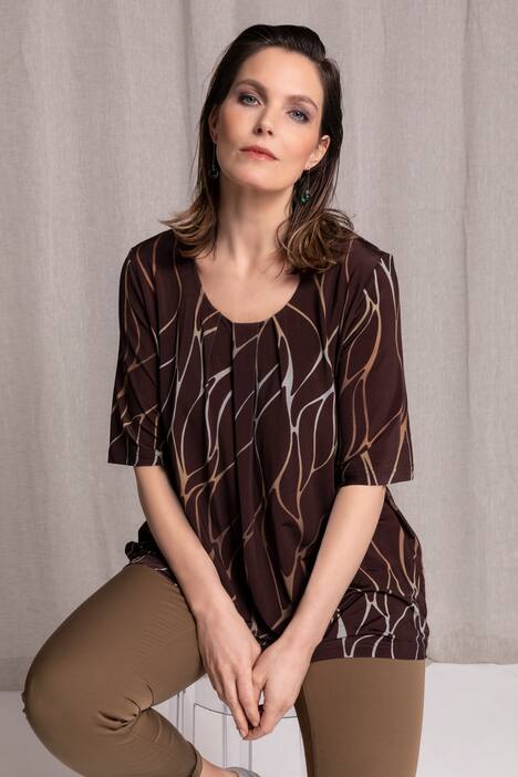 Slinkyshirt, Farbverlauf, A-Linie, Rundhals, Halbarm