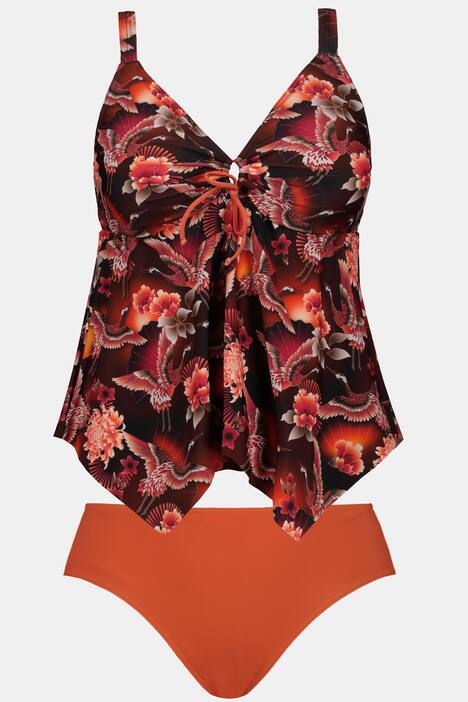 Tankini, Kraniche, Softcups, Zipfelsaum