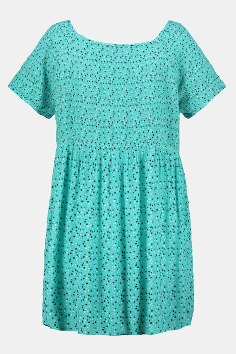 Top, smocks élastiqués, encolure carrée