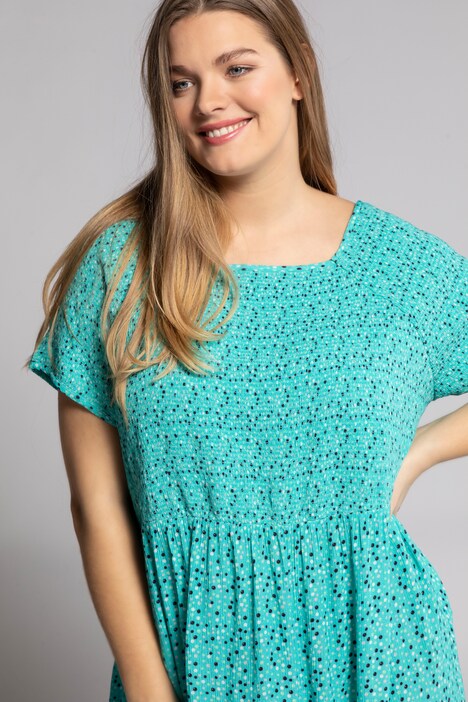 Top, smocks élastiqués, encolure carrée