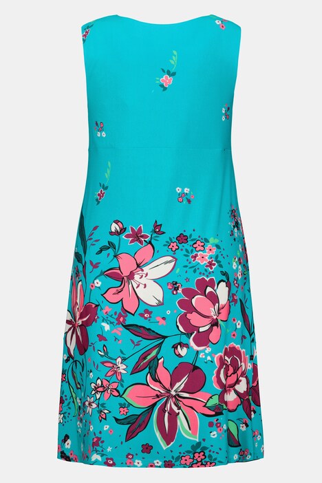 Midikleid, Blütenmuster, A-Linie, Rundhals, ärmellos