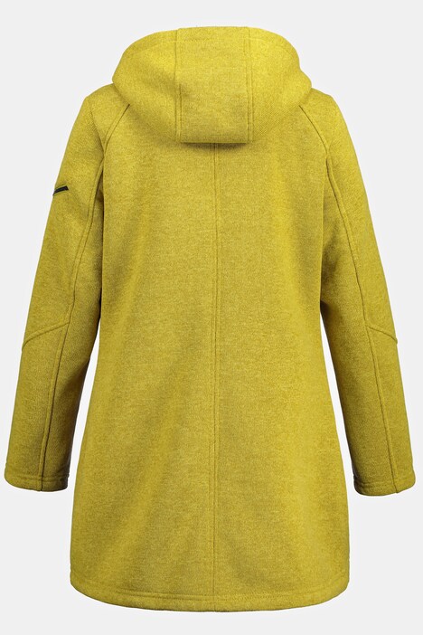 Outdoor-Jacke, Strickfleece, längere Form, Kapuze, Zipper
