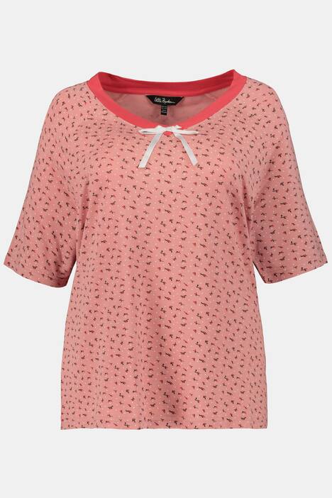 Pyjama, geblümtes Shirt, Zierschleife, lange Hose