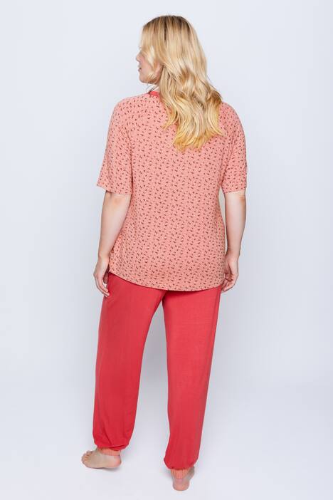 Pyjama, geblümtes Shirt, Zierschleife, lange Hose
