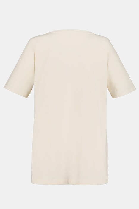 T-shirt oversize con immagine in stile etnico e mezze maniche, in cotone biologico