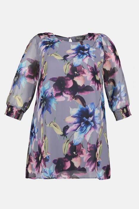 Blusenshirt, doppellagig, Chiffon, Jerseytop, 3/4-Arm