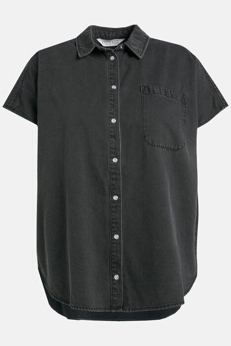 Camisa vaquera, oversize, cuello camisero, sin mangas,e xtrasuave