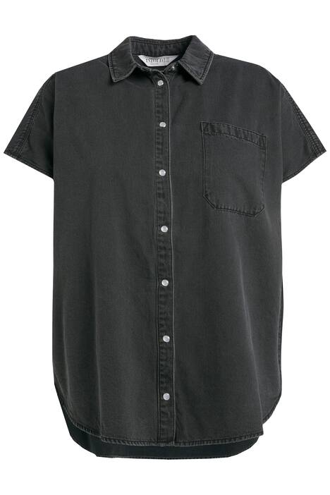Džínová košile, oversize, límeček, bez rukávů, extra jemná