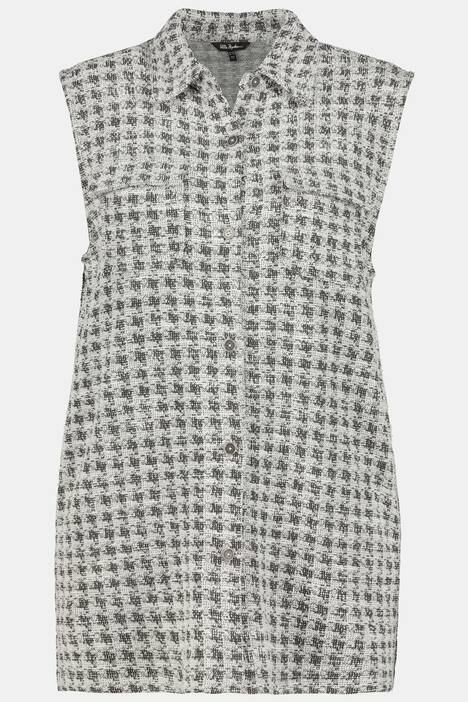 Sweatweste, Karo, Oversized, Hemdkragen, ärmellos