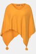 Asymmetric V-Neck Tassel Accent Knit Poncho
