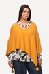 Asymmetric V-Neck Tassel Accent Knit Poncho