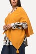 Asymmetric V-Neck Tassel Accent Knit Poncho