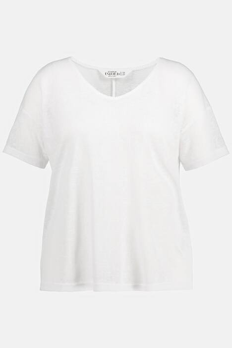 Shirt, oversized, V-Ausschnitt, Halbarm, Flammjersey