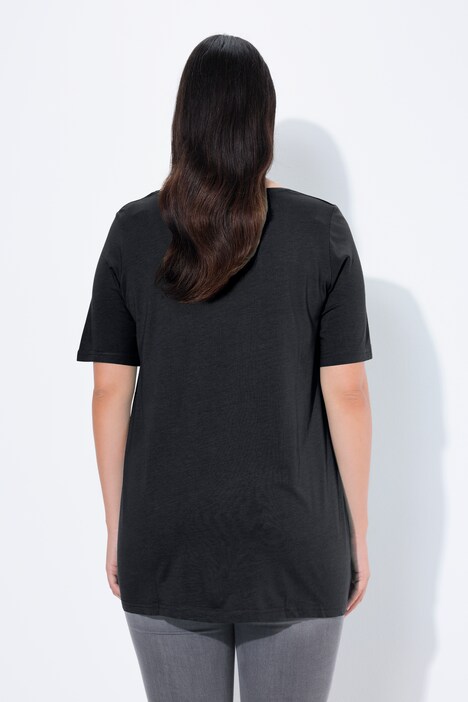 T-shirt, plisseringer, A-form, rund hals, korte ærmer, modal