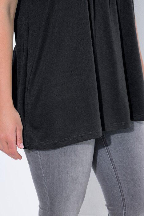 T-shirt, plisseringer, A-form, rund hals, korte ærmer, modal