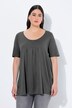 T-shirt, plisseringer, A-form, rund hals, korte ærmer, modal