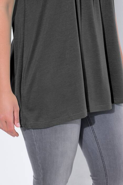 T-shirt, plisseringer, A-form, rund hals, korte ærmer, modal