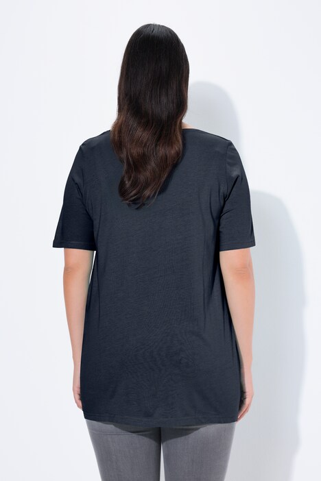 T-shirt, plisseringer, A-form, rund hals, korte ærmer, modal