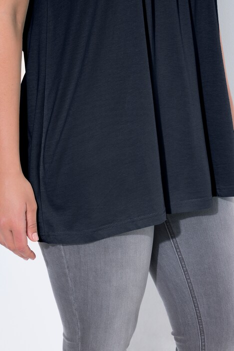 T-shirt, plisseringer, A-form, rund hals, korte ærmer, modal