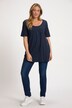 T-shirt, plisseringer, A-form, rund hals, korte ærmer, modal
