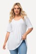 T-shirt, plisseringer, A-form, rund hals, korte ærmer, modal