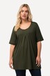 T-shirt, plisseringer, A-form, rund hals, korte ærmer, modal