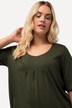 T-shirt, plisseringer, A-form, rund hals, korte ærmer, modal