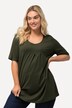 T-shirt, plisseringer, A-form, rund hals, korte ærmer, modal
