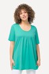 T-shirt, plisseringer, A-form, rund hals, korte ærmer, modal