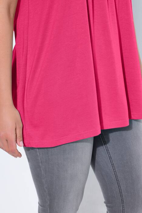 Camiseta, pliegues decorativos, forma en A, escote redondo, media manga, modal
