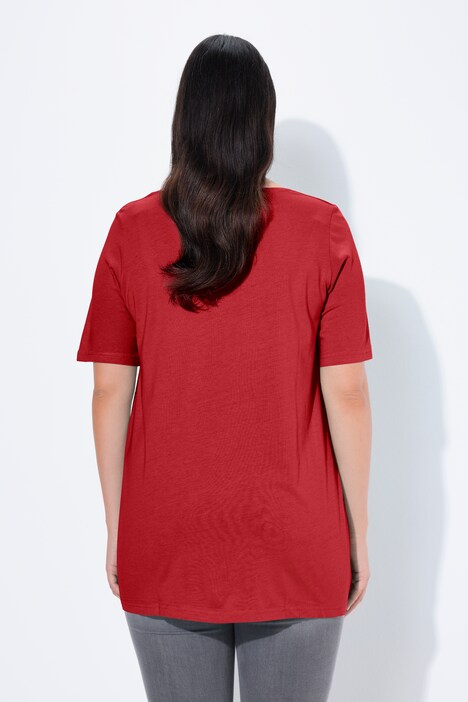 T-shirt, plisseringer, A-form, rund hals, korte ærmer, modal