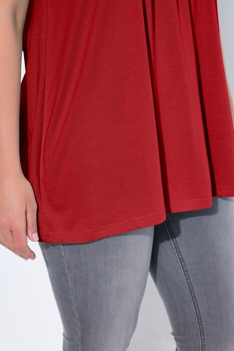 T-shirt, plisseringer, A-form, rund hals, korte ærmer, modal