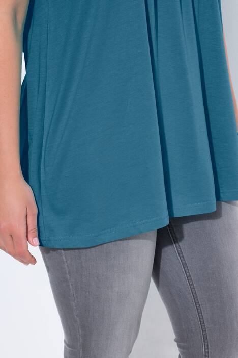 T-shirt, decoratieve plooitjes, A-lijn, ronde hals, korte mouwen, modal