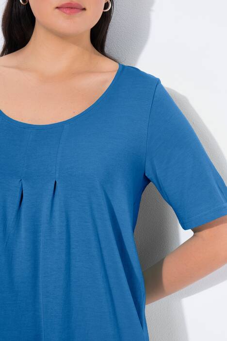 T-shirt, decoratieve plooitjes, A-lijn, ronde hals, korte mouwen, modal