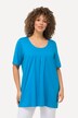 T-shirt, plisseringer, A-form, rund hals, korte ærmer, modal