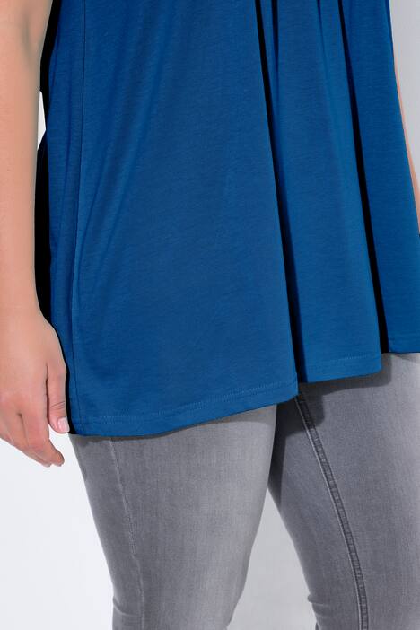 T-shirt, decoratieve plooitjes, A-lijn, ronde hals, korte mouwen, modal