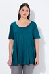 T-shirt, plisseringer, A-form, rund hals, korte ærmer, modal