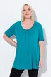 T-shirt, plisseringer, A-form, rund hals, korte ærmer, modal