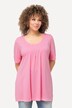 T-shirt, plisseringer, A-form, rund hals, korte ærmer, modal