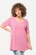 T-shirt, plisseringer, A-form, rund hals, korte ærmer, modal