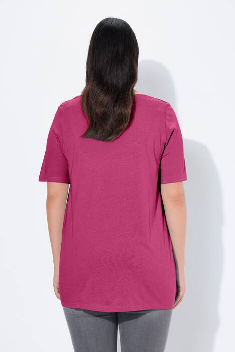 T-shirt, decoratieve plooitjes, A-lijn, ronde hals, korte mouwen, modal