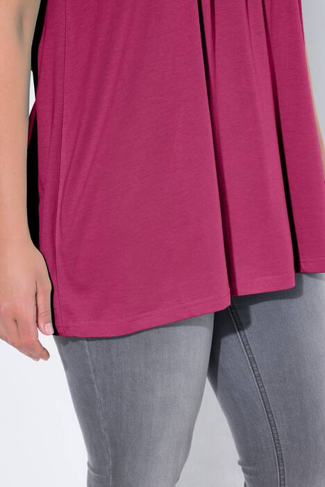 T-shirt, decoratieve plooitjes, A-lijn, ronde hals, korte mouwen, modal