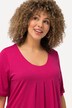 T-shirt, plisseringer, A-form, rund hals, korte ærmer, modal