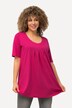 T-shirt, plisseringer, A-form, rund hals, korte ærmer, modal