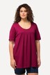 T-shirt, plisseringer, A-form, rund hals, korte ærmer, modal