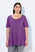 T-shirt, plisseringer, A-form, rund hals, korte ærmer, modal