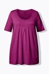 T-shirt, plisseringer, A-form, rund hals, korte ærmer, modal