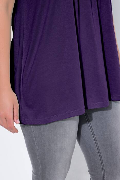 T-shirt, decoratieve plooitjes, A-lijn, ronde hals, korte mouwen, modal