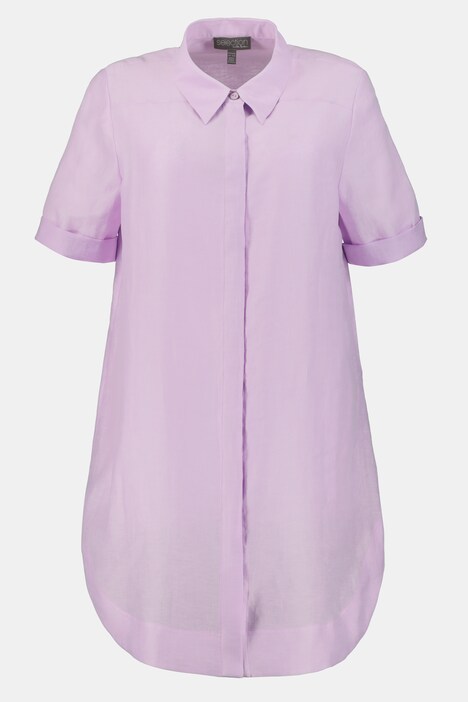 Longbluse, A-Linie, Halbarm, Leinen-Lyocell-Mix