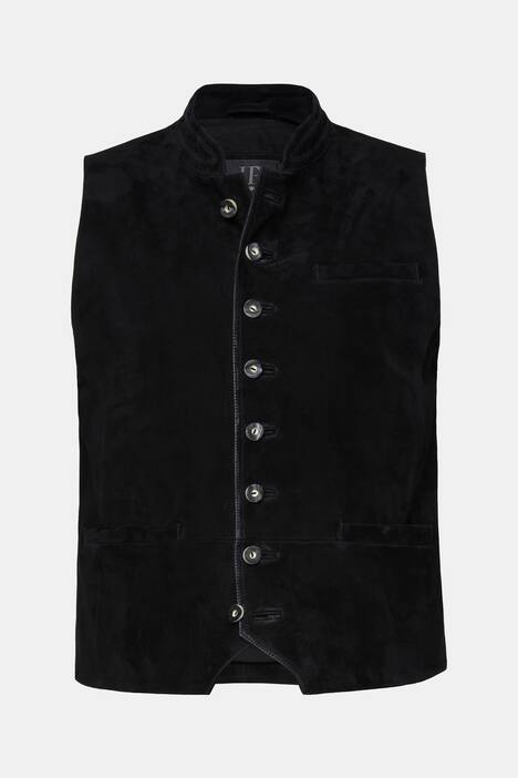 JP1880 vest, suède van geitenleer, traditioneel kostuum, opstaande kraag, tot maat 70